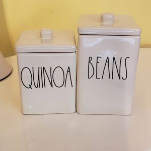 Rea dunn Bean and Quinoa ceramic containers